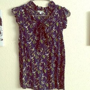 Bird print Anthropologie top